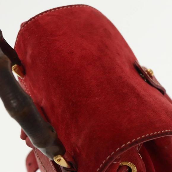 GUCCI Bamboo Backpack Suede Red Gold 003 58 0030 Auth bs19461 - Picture 6 of 16